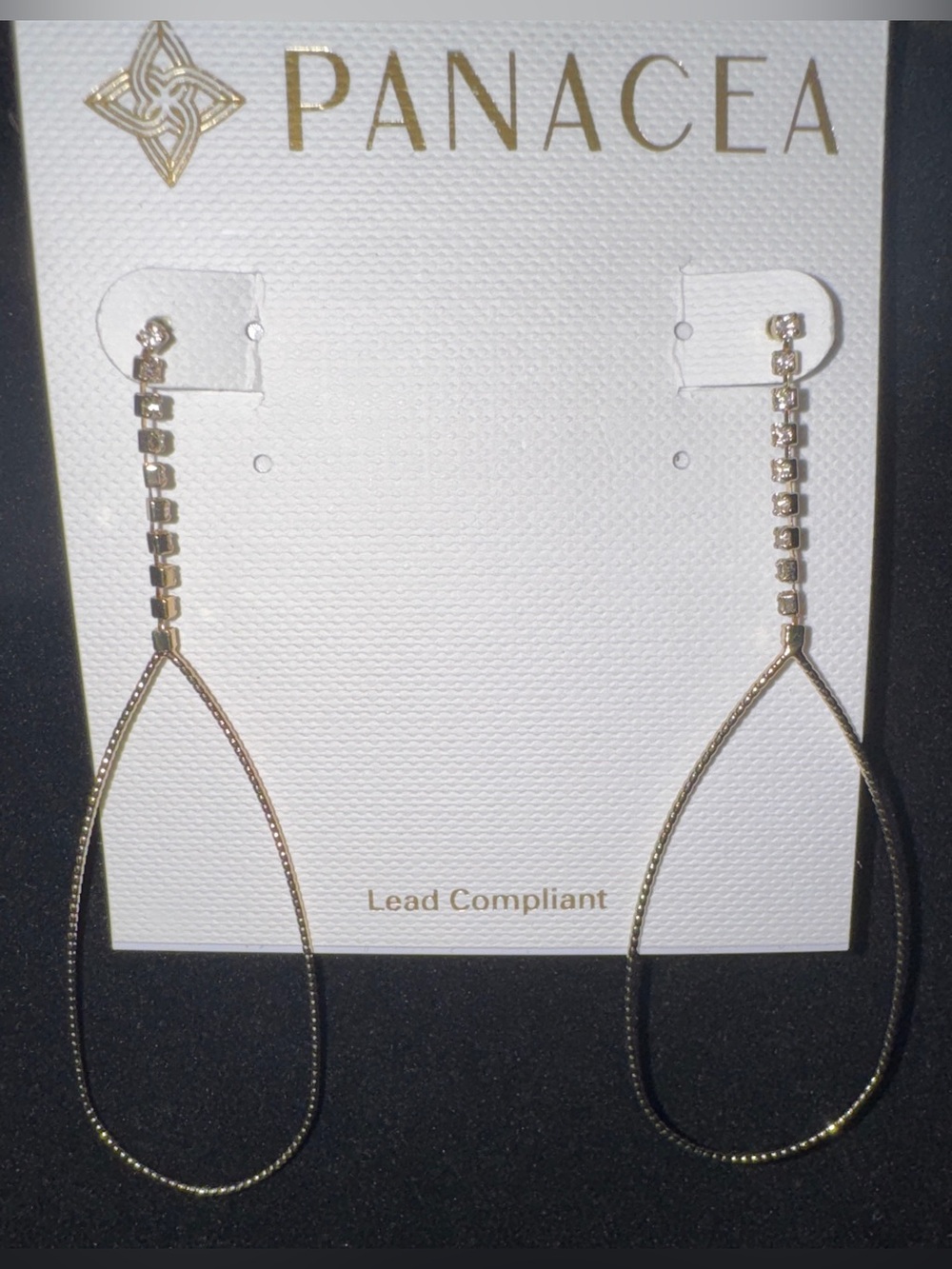 Anac Gold Teardrop Chain Earrings with Crystal Link